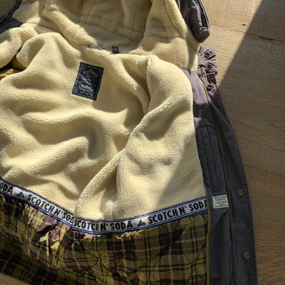 Scotch & Soda Men's Classic Parka with Teddy Lining, Steel Size M - Picture 7 of 12